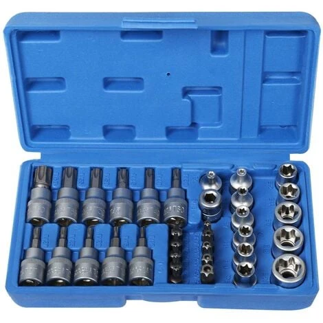 WILTEC Jeu De Clés à Douilles Multidents 34 Pcs Avec Entraînement 3/8" Et 5/16" Unsage Universel – Image 3