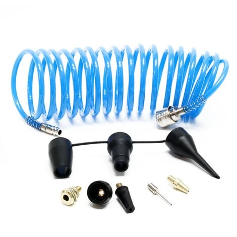 WILTEC Kit 13 Pcs. Outils à Air Comprimé Pneumatique 4 Pistolets Pneumatiques Buses 5 Mètres Tuyau Spiralé – Image 5