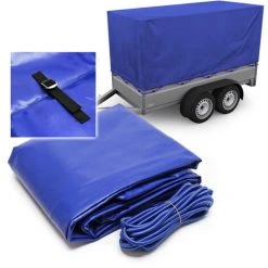 WILTEC Bâche De Protection Remorque 2075x1140x900mm Sangle Boucle Coulissante Courroie En Caoutchouc Housse