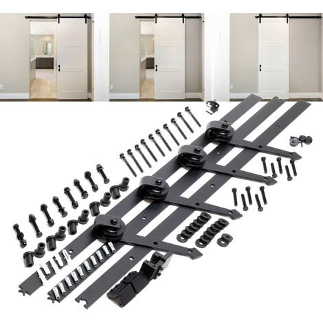 WILTEC Système Pour Porte Coulissante Système Galandage Pour 2 Portes Rail De 366 Cm Jusqu’à 150 Kg