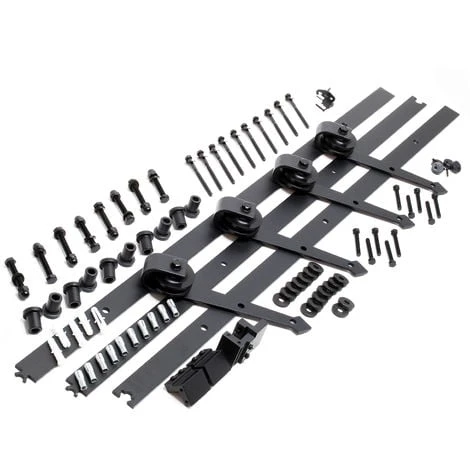 WILTEC Système Pour Porte Coulissante Système Galandage Pour 2 Portes Rail De 366 Cm Jusqu’à 150 Kg – Image 3