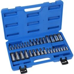 WILTEC Jeu 32 Embouts Bits Acier En Chrome Vanadium Set Douille Profil D’entraînement 1/4", 3/8" Et 1/2