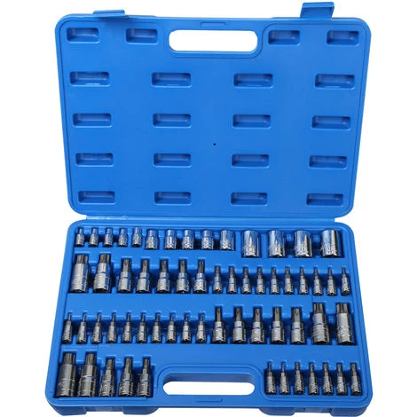WILTEC Coffret 60 Clés à Douille Six Pans Creux & Clés à Douille -E 1/4", 3/8" & ½" Acier Chrome Vanadium – Image 2