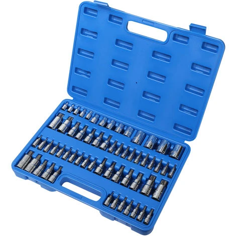 WILTEC Coffret 60 Clés à Douille Six Pans Creux & Clés à Douille -E 1/4", 3/8" & ½" Acier Chrome Vanadium – Image 3
