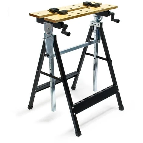 WILTEC Établi De Travail Pliante 62,5x60,5x84,5-115,5cm Avec Porte-outils Échelle Graduée Et Angulaire