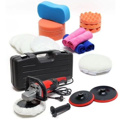 WILTEC Machine à Polir Meuleuse Set 26 Pcs. 1500 W 3000 T/min Max. Polisseuse 6 Niveaux Rectifieuse
