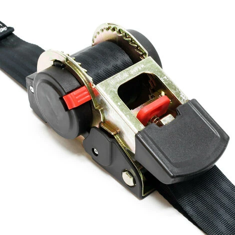 WILTEC Jeu 4 Sangles D’arrimage 750 DaN PES 3x50mm Traction Crochet En Forme S Avec Tendeur à Cliquet – Image 3