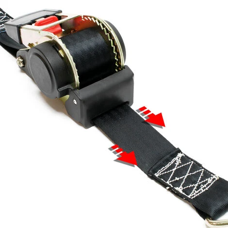 WILTEC Jeu 4 Sangles D’arrimage 750 DaN PES 3x50mm Traction Crochet En Forme S Avec Tendeur à Cliquet – Image 5