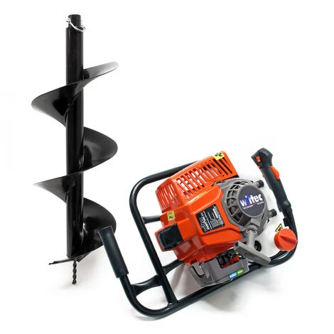 WILTEC Tarière Thermique En Set 3 CV 63,3 Ccm Moteur à 2 Temps Foret De Ø200mm Perceuse – Image 2
