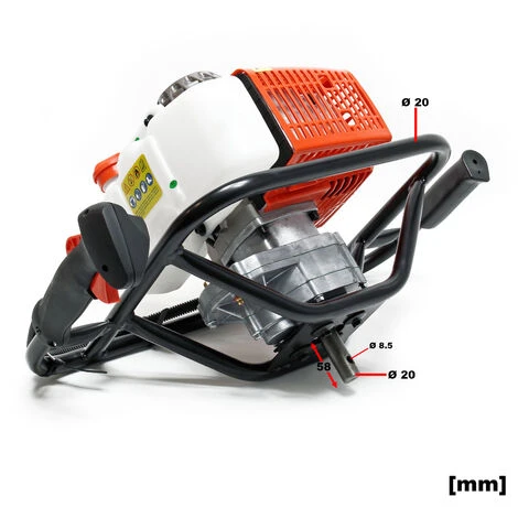 WILTEC Tarière Thermique En Set 3 CV 63,3 Ccm Moteur à 2 Temps Foret De Ø200mm Perceuse – Image 3