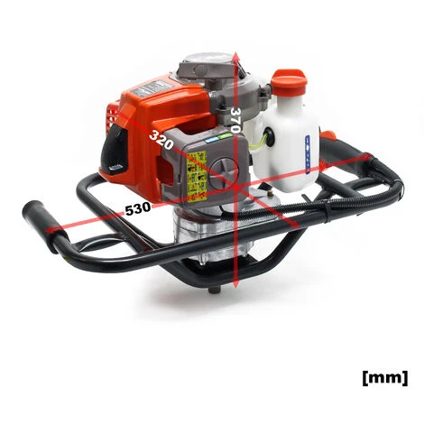 WILTEC Tarière Thermique En Set 3 CV 63,3 Ccm Moteur à 2 Temps Foret De Ø200mm Perceuse – Image 4