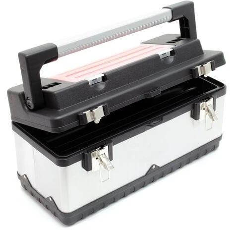 WILTEC Boite à Outils50,5x23,5x25,5cm Acier Fin Cadre En Plastique Porte-outils Mallette Avec Poignée