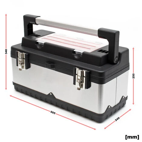 WILTEC Boite à Outils50,5x23,5x25,5cm Acier Fin Cadre En Plastique Porte-outils Mallette Avec Poignée – Image 2