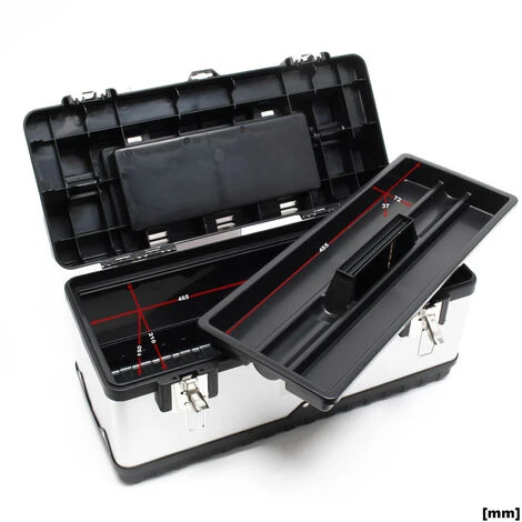 WILTEC Boite à Outils50,5x23,5x25,5cm Acier Fin Cadre En Plastique Porte-outils Mallette Avec Poignée – Image 4