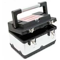 WILTEC Boite à Outils 38x27x25cm Acier Fin Cadre En Plastique Porte-outils Mallette Avec Poignée