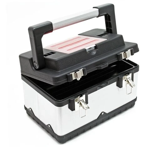 WILTEC Boite à Outils 38x27x25cm Acier Fin Cadre En Plastique Porte-outils Mallette Avec Poignée