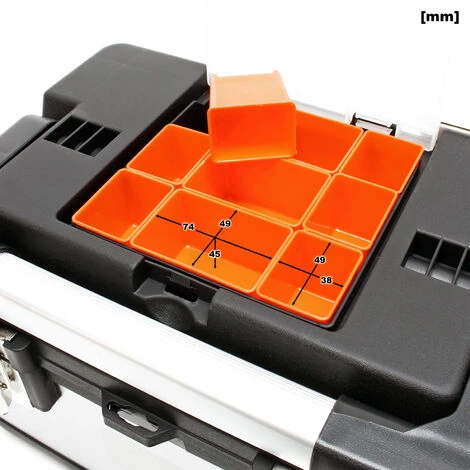 WILTEC Boite à Outils 38x27x25cm Acier Fin Cadre En Plastique Porte-outils Mallette Avec Poignée – Image 3
