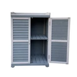 WILTEC Meuble De Jardin Avec Espace De Rangement Inférieur Table Pour Plantes Bandes De Protection Gris