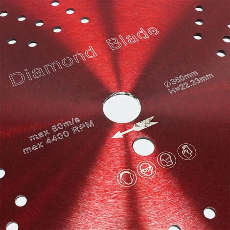 WILTEC Disque Diamant à Tronçonner Ø350mm Alésage 22,23mm Disque Universel 10mm Carrelage Segment Turbo – Image 3