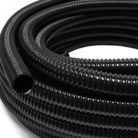 WILTEC Tuyau Spiralé De Refoulement 10m Noir Flexible Débit 25mm (1") Avec Spirale De Renforcement
