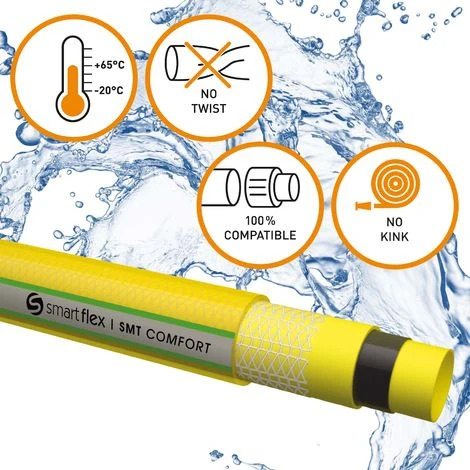 WILTEC Tuyau D‘arrosage SMARTFLEX SMT Comfort Multicouche 50m Ø25mm (1") 7 Bars Robuste Anti Torsion – Image 3