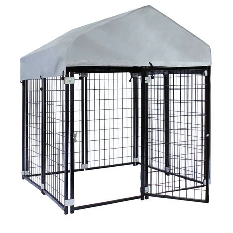 WILTEC Chenil Avec Toiture 121x121x137cm Enclos Extérieur Pour Chien Cage Niche Protection Solaire Outdoor