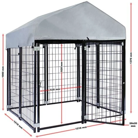 WILTEC Chenil Avec Toiture 121x121x137cm Enclos Extérieur Pour Chien Cage Niche Protection Solaire Outdoor – Image 4