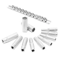 WILTEC Jeu De 12 Douilles Métriques ¼" à 6 Pans Clé à Douille 4-13mm En Acier Au Chrome-vanadium Kit Outils