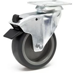 WILTEC Roulette Pivotante 125mm Avec Frein Plaque De Montage Dispositif Transport 100kg Usage Silencieux