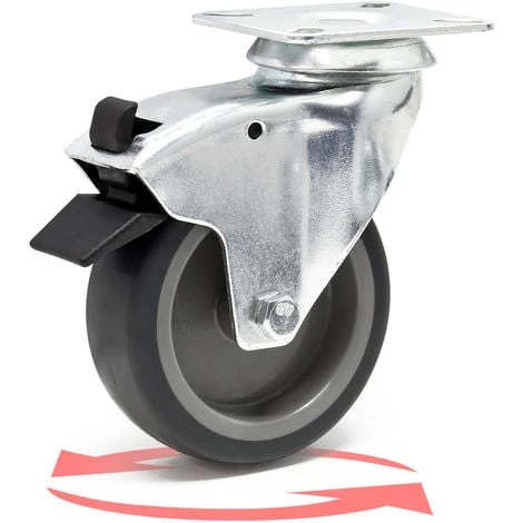 WILTEC Roulette Pivotante 75mm Avec Frein Plaque De Montage Dispositif Transport 75kg Usage Silencieux – Image 2