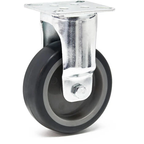 WILTEC Roulette Fixe 100mm Roue Plastique Gris Plaque Montage Dispositif Transport 80kg Usage Sans Traces