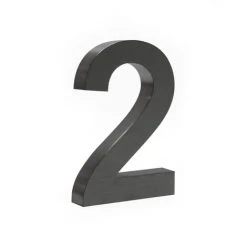 WILTEC Plaque Numéro Maison "2" Arial Anthracite 3D 20cm Acier Fin Résistant Intempéries Matériel Fixation
