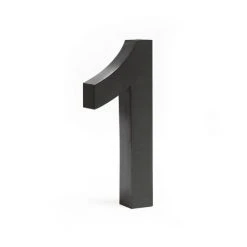 WILTEC Plaque Numéro Maison "1" Arial Anthracite 3D 20cm Acier Fin Résistant Intempéries Matériel Fixation