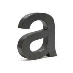 WILTEC Plaque Numéro Maison "a" Arial Anthracite 3D 15cm Acier Fin Résistant Intempéries Matériel Fixation