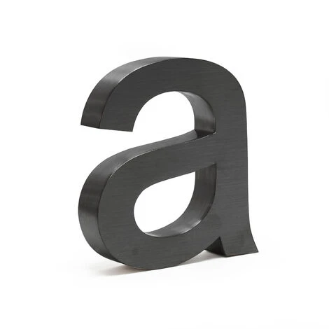 WILTEC Plaque Numéro Maison "a" Arial Anthracite 3D 15cm Acier Fin Résistant Intempéries Matériel Fixation