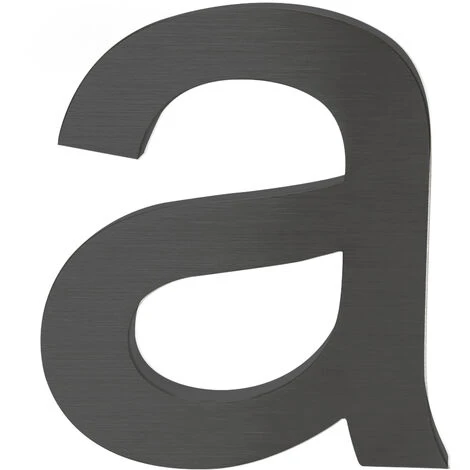 WILTEC Plaque Numéro Maison "a" Arial Anthracite 3D 15cm Acier Fin Résistant Intempéries Matériel Fixation – Image 3