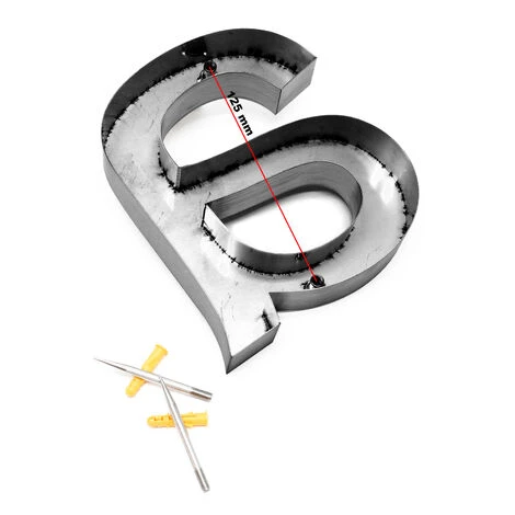 WILTEC Plaque Numéro Maison "a" Arial Anthracite 3D 15cm Acier Fin Résistant Intempéries Matériel Fixation – Image 5