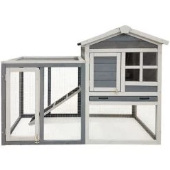 WILTEC Clapier à Lapin Enclos Gris Abri Soulevé En Bois D’épicéa Lièvres