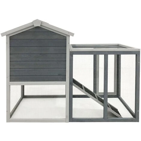 WILTEC Clapier à Lapin Enclos Gris Abri Soulevé En Bois D’épicéa Lièvres – Image 2