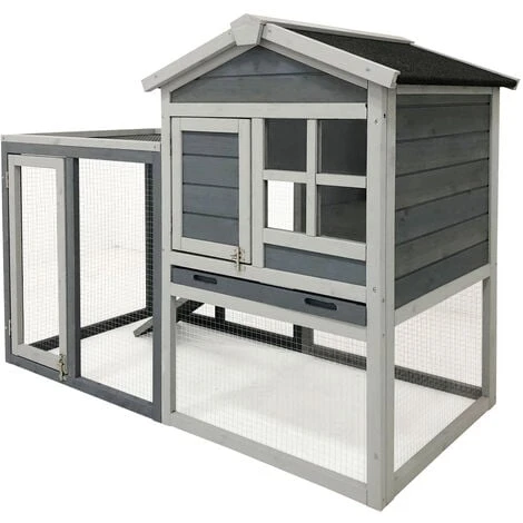 WILTEC Clapier à Lapin Enclos Gris Abri Soulevé En Bois D’épicéa Lièvres – Image 4