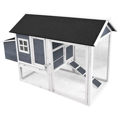 WILTEC Poulailler Enclos Et Abri Spacieux Bois D'épicéa Toit En Bitume 1710x800x1100 Mm Élevage Basse-cour