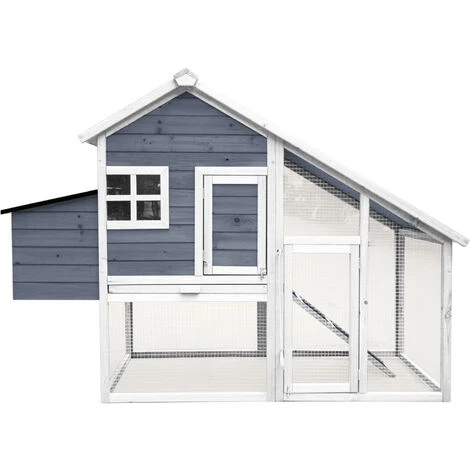 WILTEC Poulailler Avec Nichoir & Enclos Bois D’épicéa 1720x660x1200 Mm Grillage Bac à Crottes Galvanisé<br /> – Image 3