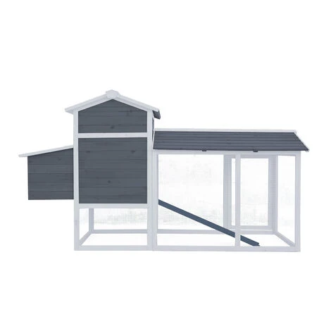 WILTEC Poulailler Avec Enclos Et Nichoir Volière Poules Bois Cage Petits Animaux Bac à Crottes Basse-cour – Image 2