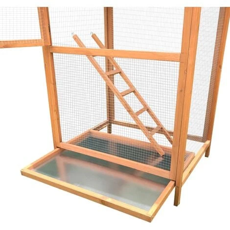 WILTEC Volière D’oiseaux En Bois Avec Perchoirs Cage Oiseaux Bac à Crottes Cage D’animaux Élevage – Image 3