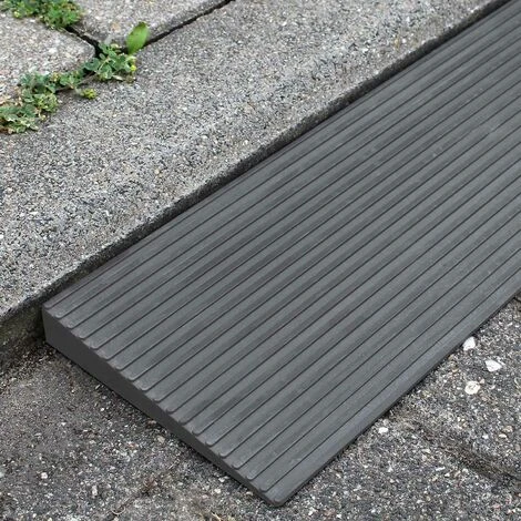 WILTEC Rampe De Seuil 8 Mm × 900 Mm En Caoutchouc, Grise, Rampe à Haute Capacité De Charge, Rampe Pour Fauteuil Roulant – Image 4
