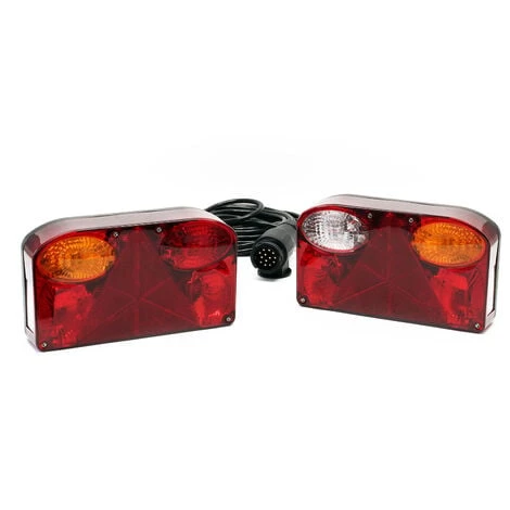 WILTEC Feux Arrière Remorque 2 Pièces 5 Fonctions Câble 5 M Fiche 13 Broches Lampes 12V Sécurité Routière – Image 2