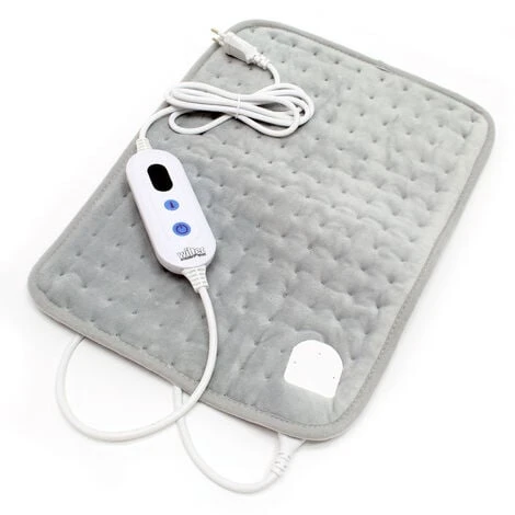 WILTEC Coussin Chauffant Laine Polaire 40x30cm 3 Niveaux De Chauffage Arrêt Automatique Lavable à 30°