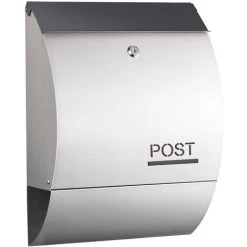 WILTEC Boîte Aux Lettres Avec Porte-journaux V33 Boîte Postale Murale Acier Inox Boîte Aux Lettres Argentée
