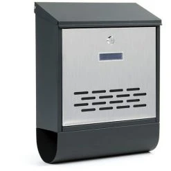 WILTEC Boîte Aux Lettres Avec Porte-journaux V37 Boîte Postale Murale Acier Inox Boîte Aux Lettres Gris Anthracite