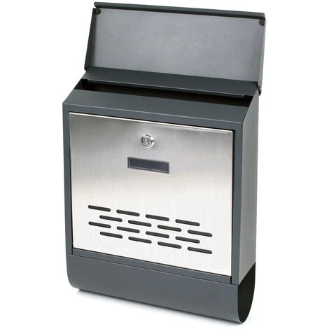 WILTEC Boîte Aux Lettres Avec Porte-journaux V37 Boîte Postale Murale Acier Inox Boîte Aux Lettres Gris Anthracite – Image 2